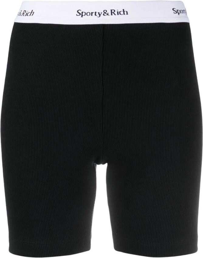 Sporty & Rich Bikershorts met logo tailleband Zwart