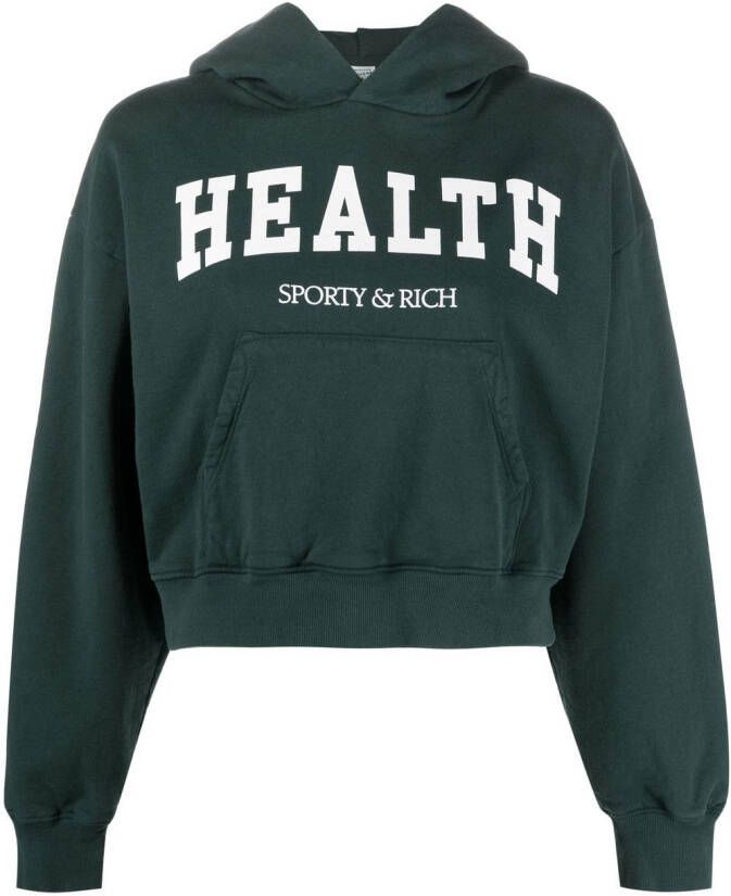 Sporty & Rich Cropped katoenen hoodie Groen