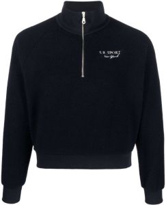 Sporty & Rich fleece half-zip sweatshirt Blauw