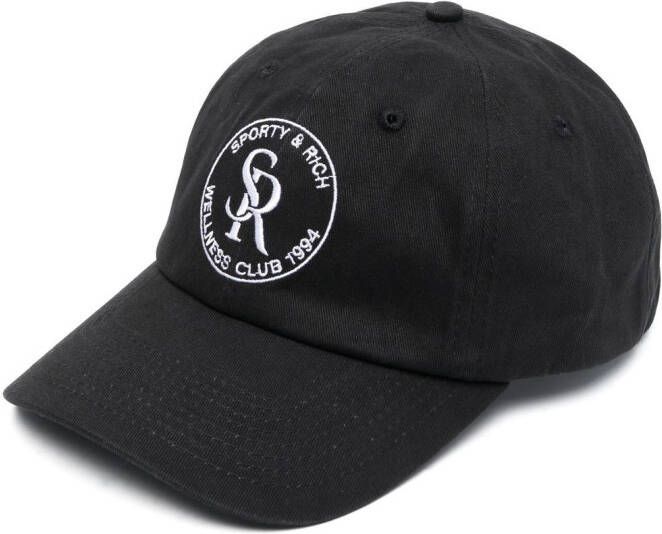 Sporty & Rich Pet met geborduurd logo Zwart