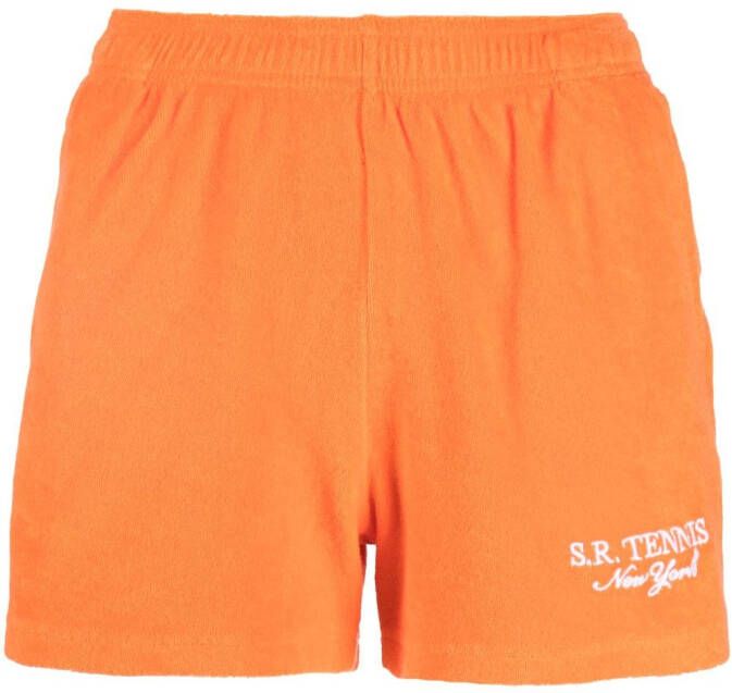 Sporty & Rich logo-embroidered cotton shorts Oranje