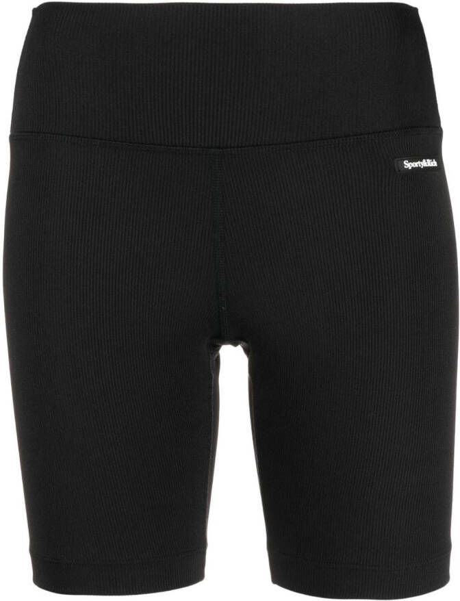 Sporty & Rich Geribbelde shorts Zwart