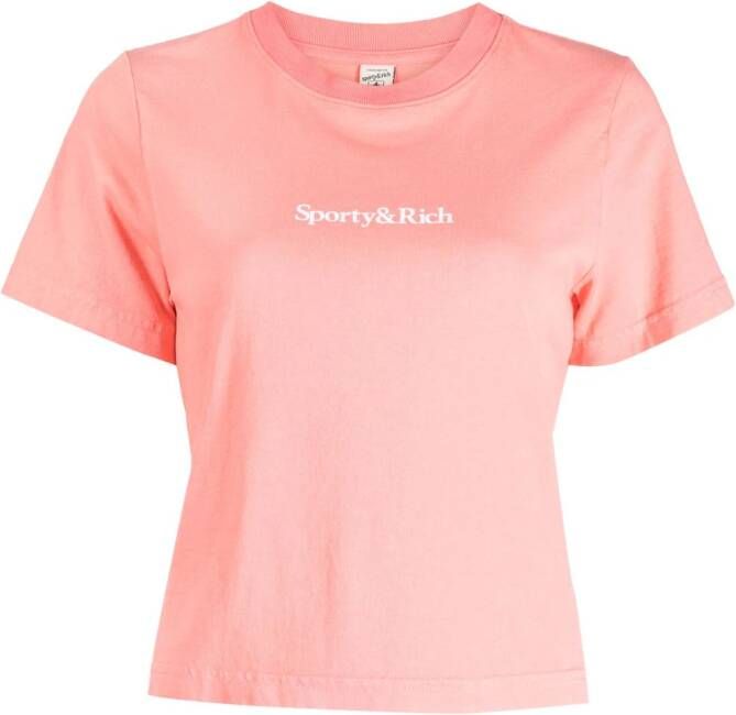 Sporty & Rich T-shirt met logoprint Roze