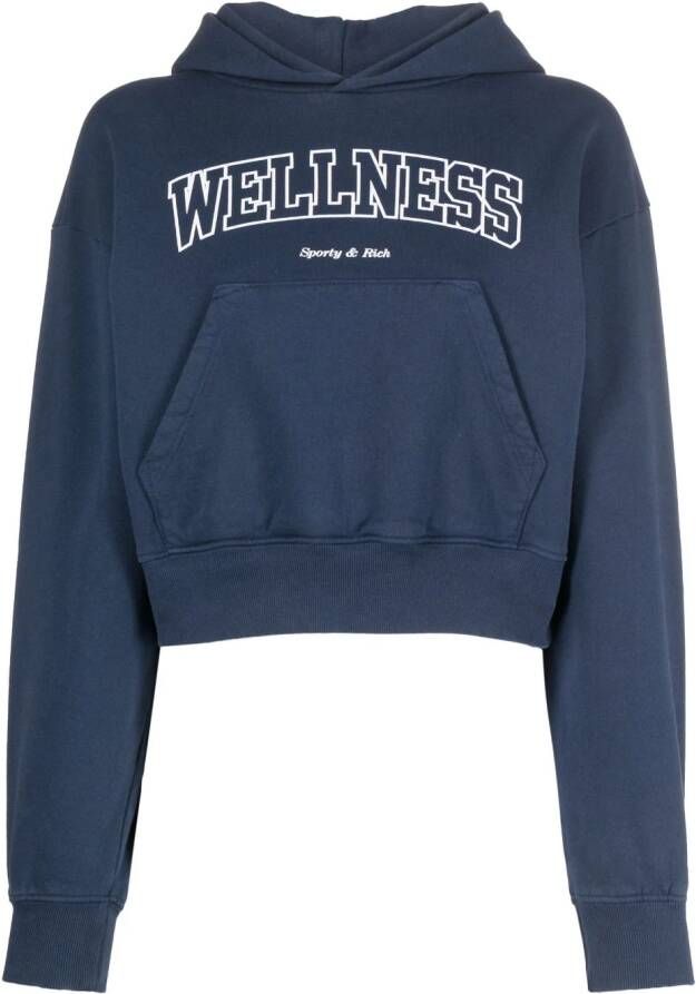 Sporty & Rich Cropped hoodie Blauw