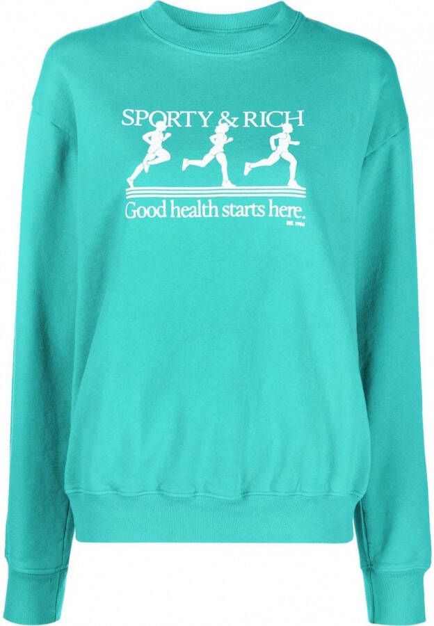 Sporty & Rich Sweater met logoprint Blauw