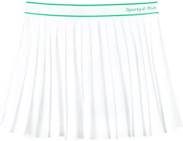 Sporty & Rich Plooirok met logoband Wit