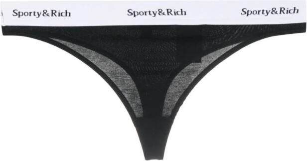 Sporty & Rich Serif string met logoprint Zwart