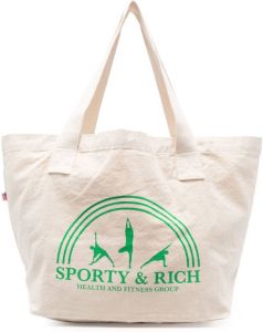 Sporty & Rich Shopper met logoprint Beige