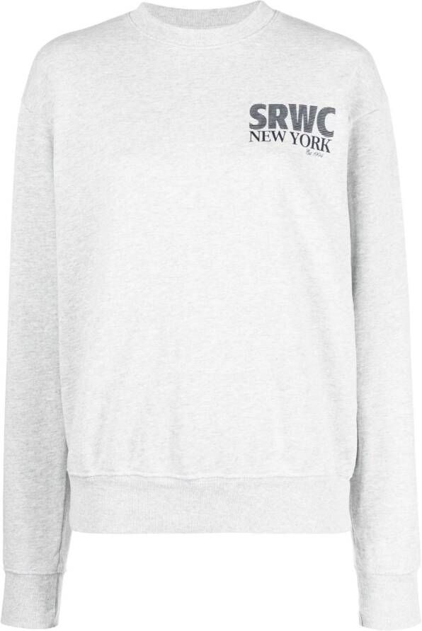 Sporty & Rich Sweater van katoenblend met tekst Grijs