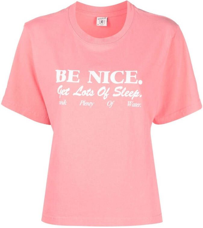 Sporty & Rich T-shirt met tekst Roze