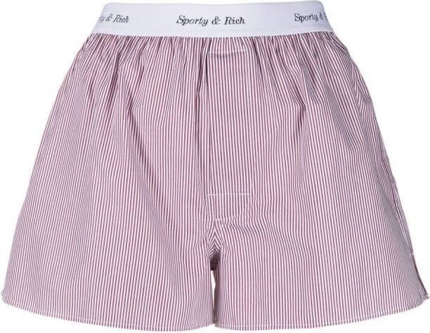 Sporty & Rich Gestreepte shorts Rood
