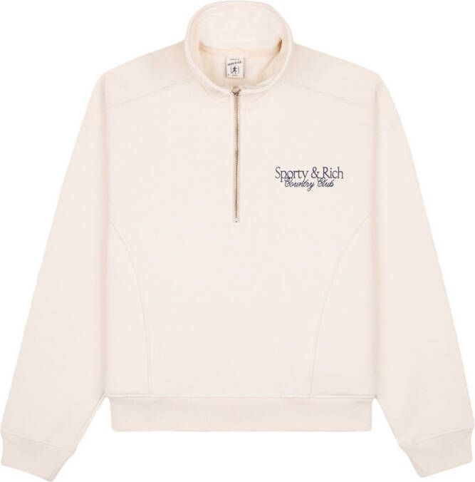 Sporty & Rich Sweater met halve rits Beige