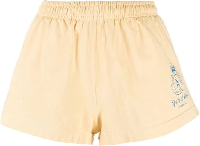 Sporty & Rich Trainingsshorts met logo Beige