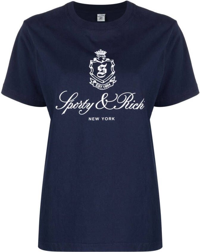 Sporty & Rich Vendome T-shirt met logoprint Blauw