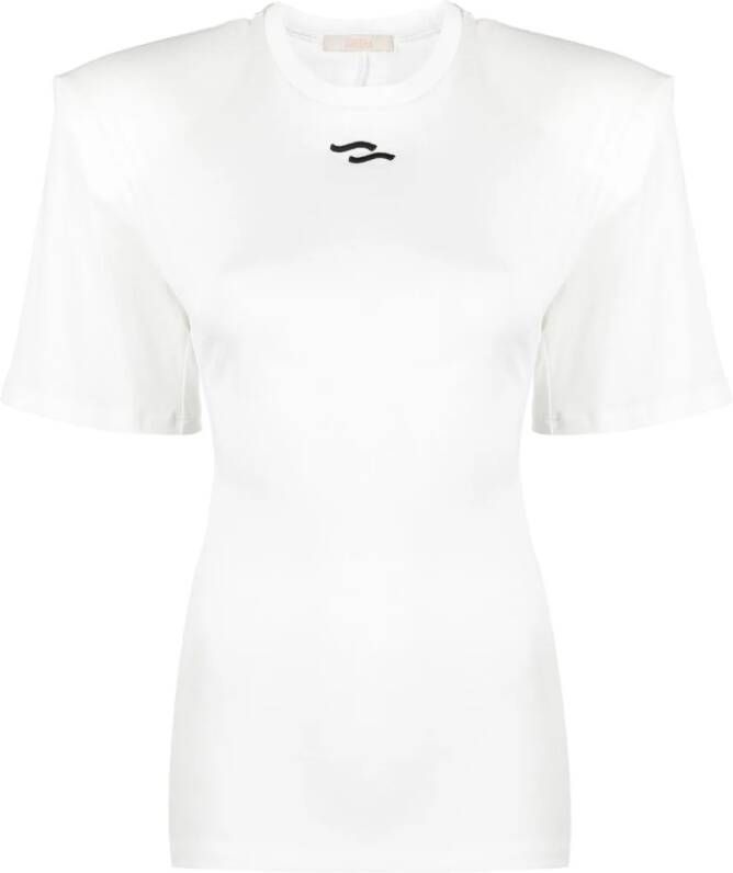 Ssheena T-shirt met geborduurd logo Wit