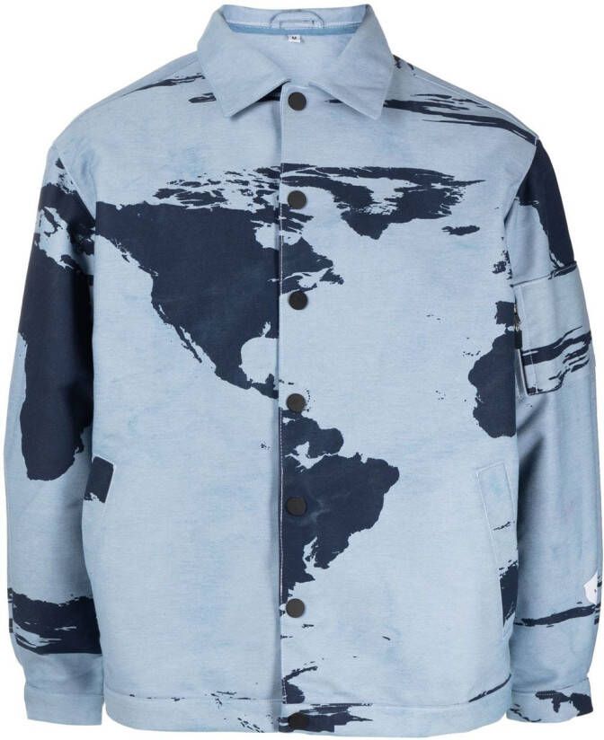 Stain Shade Jack met abstracte print Blauw