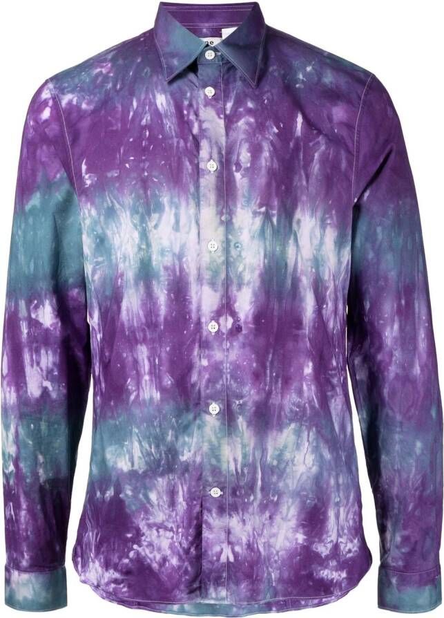 Stain Shade Overhemd met tie-dye print Blauw