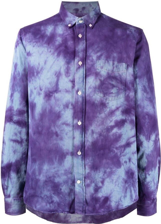 Stain Shade Overhemd met tie-dye print Blauw