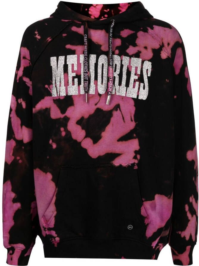 Stain Shade x Hiroshi Fujiwara hoodie met tie-dye print Zwart