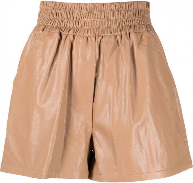 STAND STUDIO Leren shorts Beige