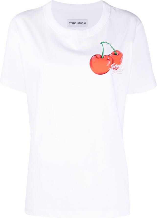 STAND STUDIO T-shirt met logoprint Wit