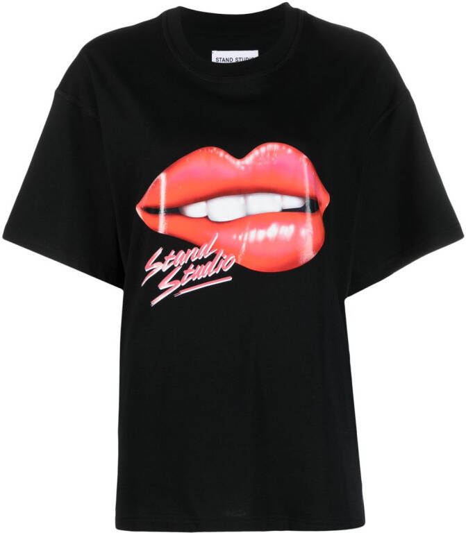 STAND STUDIO T-shirt met print Zwart