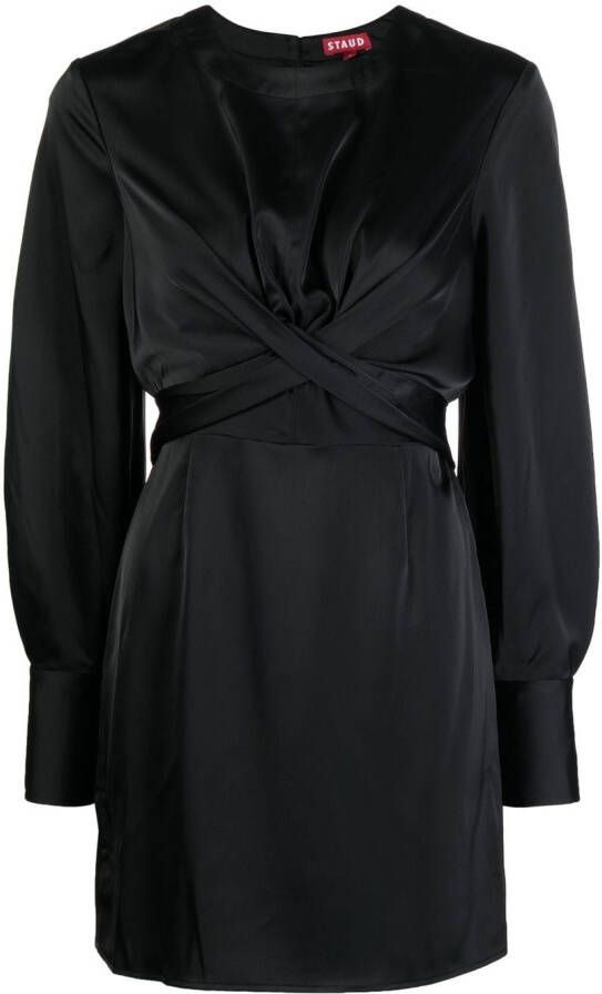 STAUD Satijnen mini-jurk Zwart
