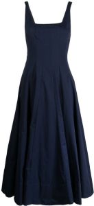 STAUD Midi-jurk met vierkante hals Blauw