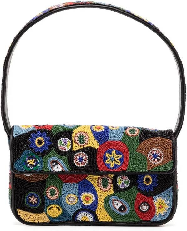 STAUD Schoudertas verfraaid met kralen Zwart