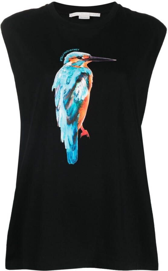 Stella McCartney T-shirt met vogelprint Zwart