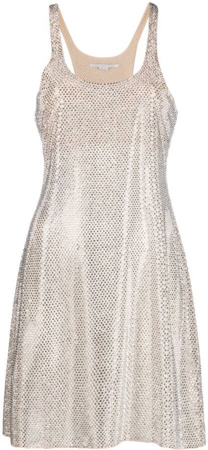 Stella McCartney Mini-jurk verfraaid met kristallen Beige