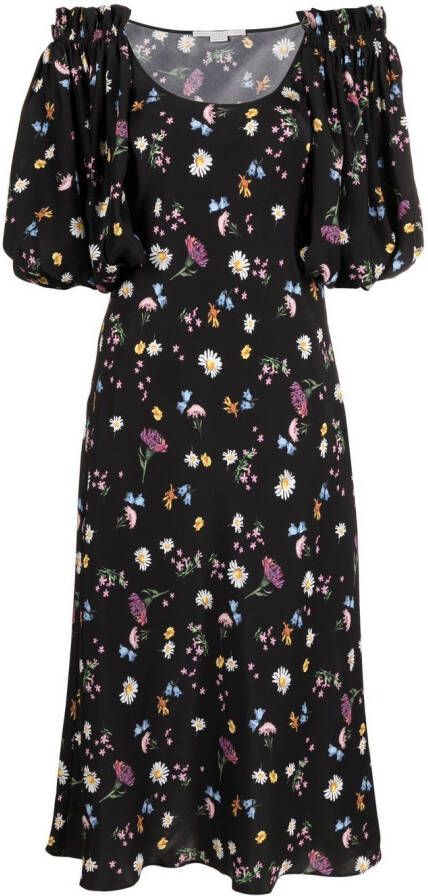 Stella McCartney Midi-jurk met bloemenprint Zwart