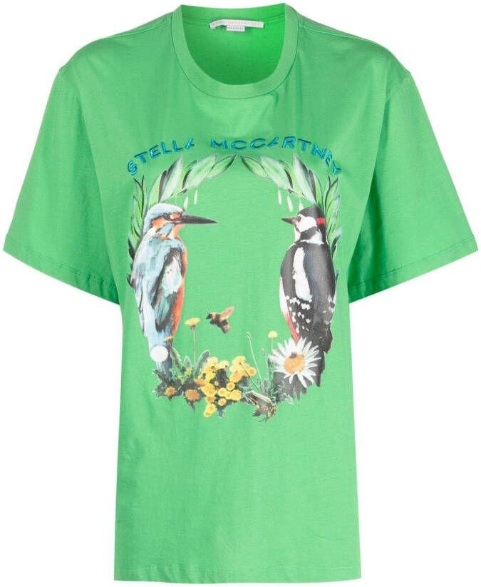 Stella McCartney T-shirt met geborduurd logo Groen