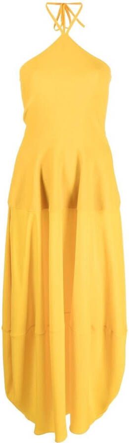 Stella McCartney Midi-jurk met halternek Geel