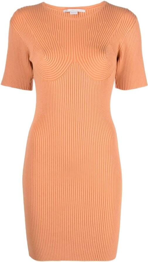 Stella McCartney Bodycon jurk met geribbeld detail Oranje