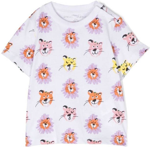 Stella McCartney Kids T-shirt met dierenprint Wit
