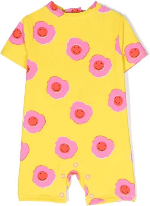 Stella McCartney Kids Badpak met bloe print Geel