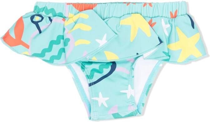 Stella McCartney Kids Bikinibroek met ruches Groen
