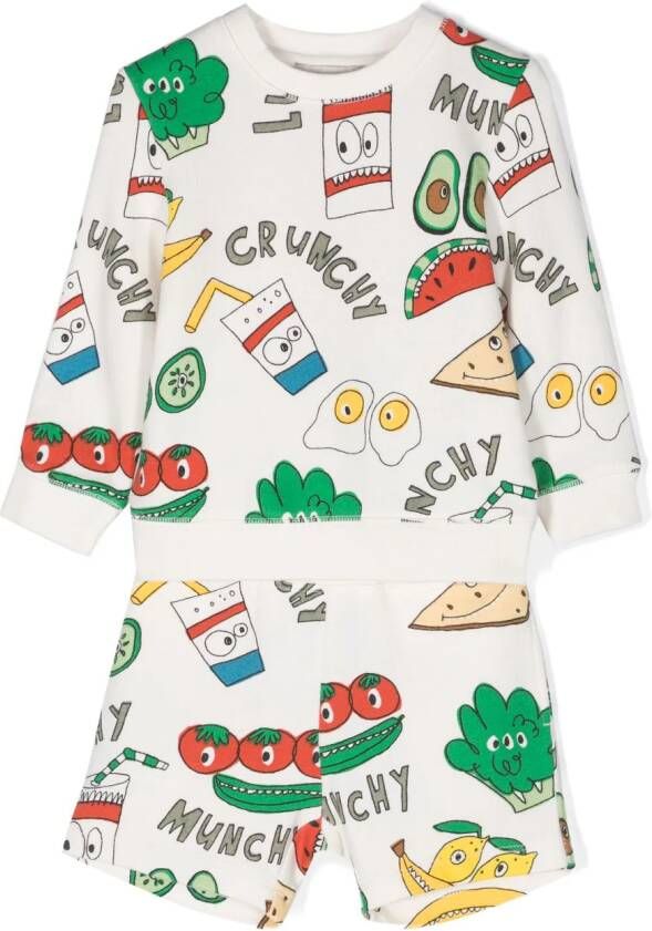 Stella McCartney Kids Crunchy Lunchy sweater en shorts Wit