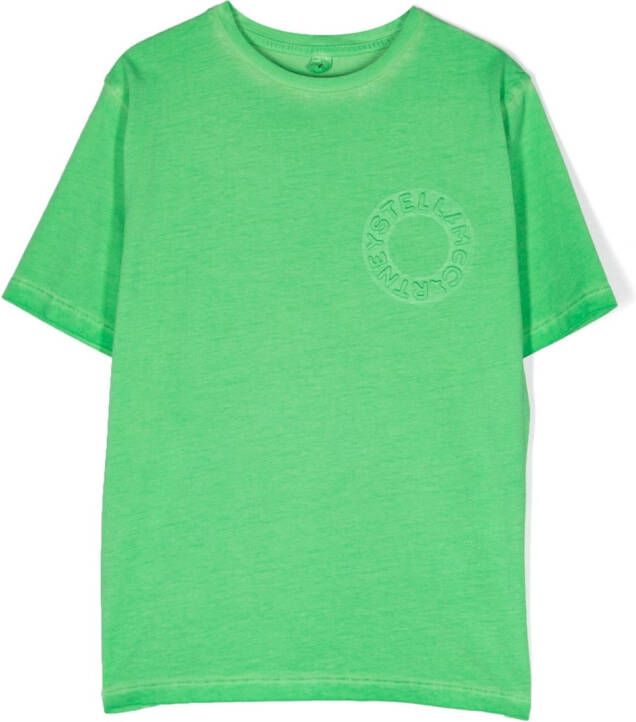 Stella McCartney Kids T-shirt met logo-reliëf Groen