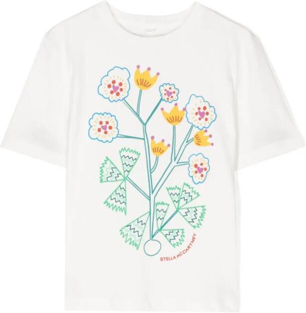Stella McCartney Kids T-shirt met bloe print Wit