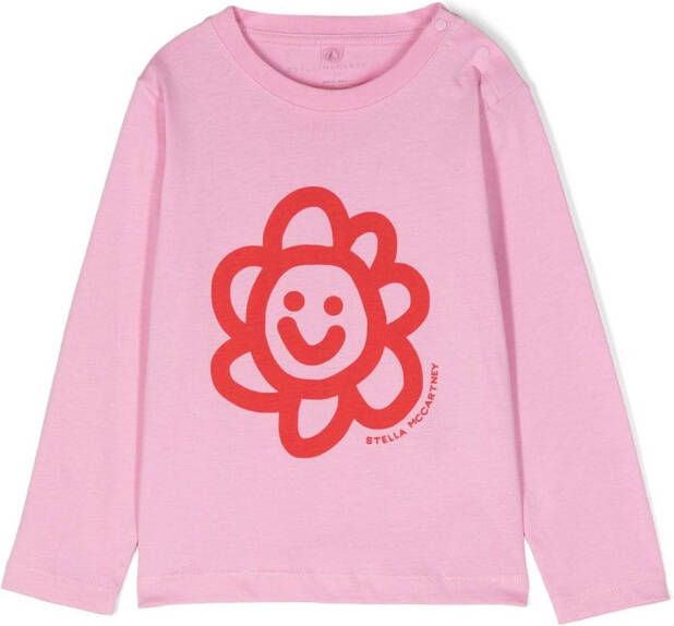 Stella McCartney Kids T-shirt met bloe print Paars