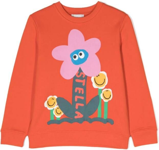 Stella McCartney Kids Sweater met bloe print Oranje