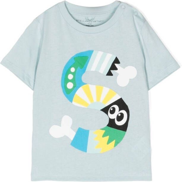 Stella McCartney Kids T-shirt met logo Blauw