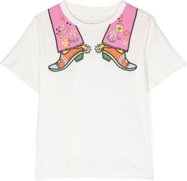 Stella McCartney Kids T-shirt met grafische print Wit