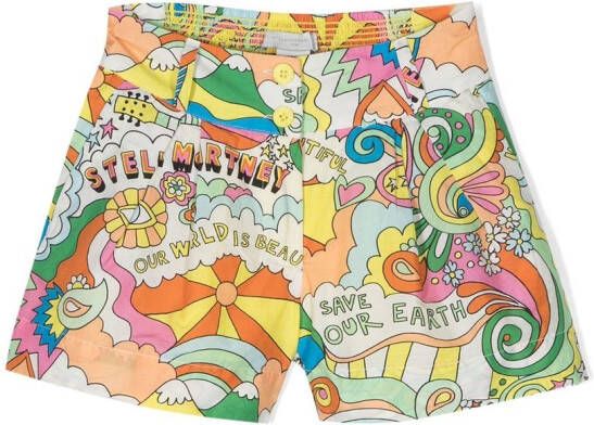 Stella McCartney Kids Shorts met print Geel