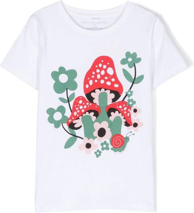 Stella McCartney Kids T-shirt met grafische print Wit