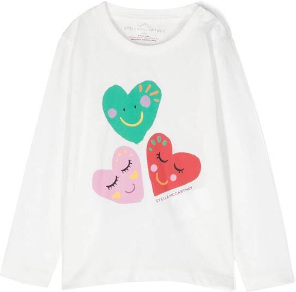 Stella McCartney Kids T-shirt met hartprint Wit