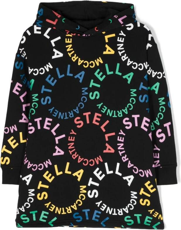 Stella McCartney Kids Hoodie-jurk met logo Zwart