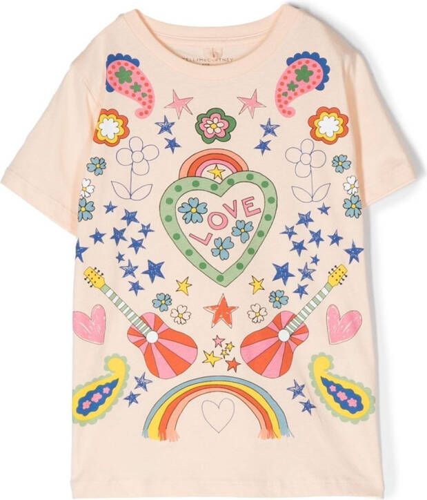 Stella McCartney Kids T-shirt met print Beige